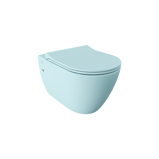 Hangtoilet Venezia Randloos Mat Ice Blue 57x36x35cm excl. Toiletbril