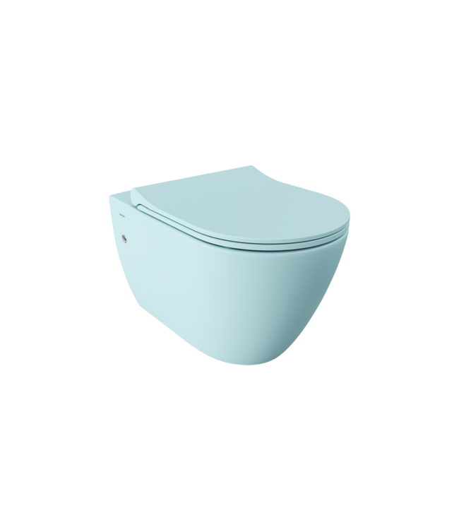 Hangtoilet Venezia Randloos Mat Ice Blue 57x36x35cm excl. Toiletbril