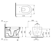 Hangtoilet Venezia Randloos Bordeaux Rood 57x36x35cm excl. Toiletbril