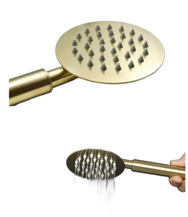 ALONI Handdouche Rond Staand Queen Geborsteld Goud