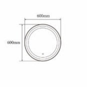 Badkamerspiegel Zwart Rond Hamburg 60cm Anti condens en Led-verlichting touch schakelaar met spiegelverwarming