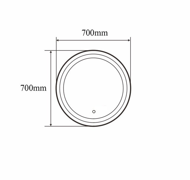 Badkamerspiegel Zwart Rond Hamburg 70cm Anti condens en Led-verlichting touch schakelaar met spiegelverwarming