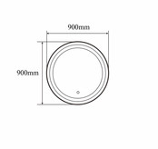 Badkamerspiegel Goud Geborsteld Rond Hamburg 90cm Anti condens en Led-verlichting touch schakelaar met spiegelverwarming