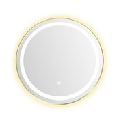 Badkamerspiegel Goud Geborsteld Rond Hamburg 60cm Anti condens en Led-verlichting touch schakelaar met spiegelverwarming Badkamerspiegel Goud Geborsteld Rond Hamburg 60cm Anti condens en Led-verlichting touch schakelaar met spiegelverwarming