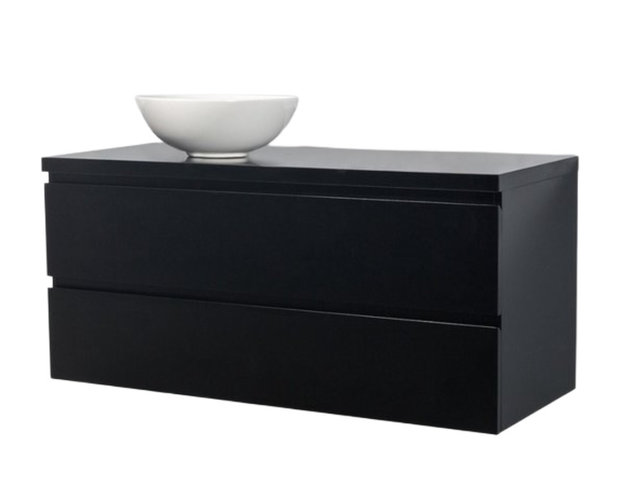 Badkamermeubel Sally met Topblad Mat Zwart 120x45x50cm Badkamermeubel Sally met Topblad Mat Zwart 120x45x50cm