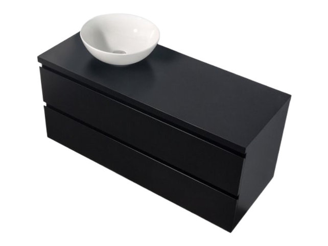 Badkamermeubel Sally met Topblad Mat Zwart 120x45x50cm Badkamermeubel Sally met Topblad Mat Zwart 120x45x50cm