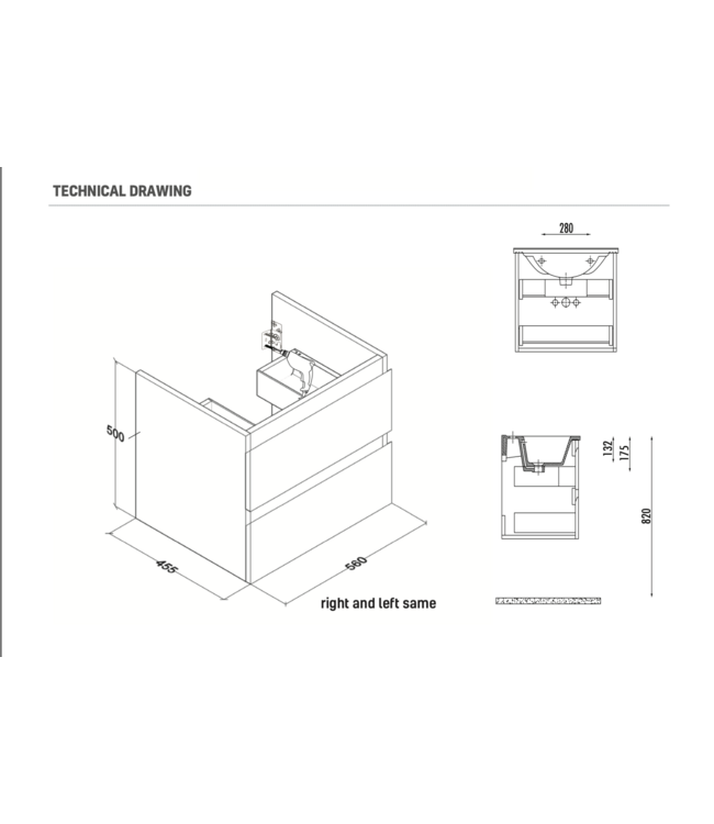 Badkamermeubel Sally met Topblad Mat Zwart 60x45x50cm