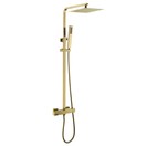 Opbouw regendouche set Venetie Geborsteld Goud Vierkant 25cm Hoofddouche Thermostaatkraan Glijstang Regendouche