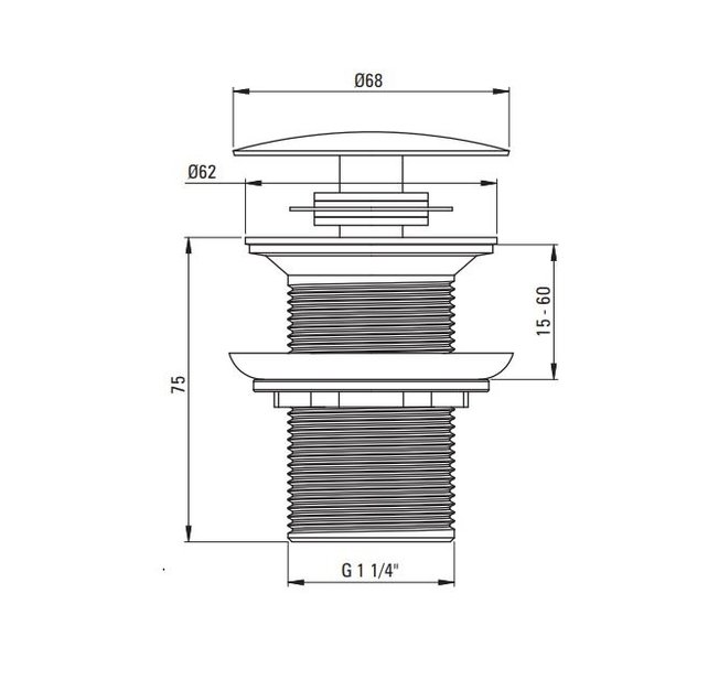 Design Afvoerplug Clickwaste RVS 7,5 cm Marsaille zonder overloop Design Afvoerplug Clickwaste RVS 7,5 cm Marsaille zonder overloop