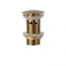 Design Afvoerplug Clickwaste met overloop Geborsteld Goud 7,5 cm Marsaille