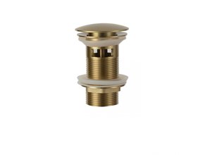 Design Afvoerplug Clickwaste met overloop Geborsteld Goud 7,5 cm Marsaille