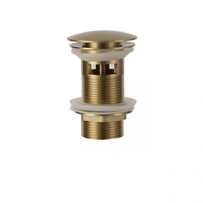 Design Afvoerplug Clickwaste met overloop Geborsteld Goud 7,5 cm Marsaille