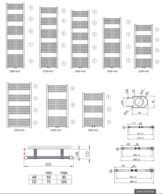 Handdoekradiator Belrad Chroom 170x60cm 620 Watt Midden aansluiting Handdoekradiator Belrad Chroom 170x60cm 620 Watt Midden aansluiting