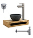PARRO Mini Toilet Fonteinset Largo Zwart met Handdoekhouder natuursteen waskom Sifon kraan en waste 40x22x8cm