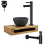 SANI-SUPPLY PARRO Mini Toilet Fonteinset Largo Brons met Handdoekhouder natuursteen waskom Sifon kraan en waste 40x22x8cm