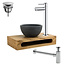 SANI-SUPPLY PARRO Mini Toilet Fonteinset Largo Goud met Handdoekhouder natuursteen waskom Sifon kraan en waste 40x22x8cm