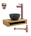 PARRO Mini Toilet Fonteinset Largo Gun Metal met Handdoekhouder natuursteen waskom Sifon kraan en waste 40x22x8cm