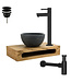 PARRO Mini Toilet Fonteinset Largo Gun Metal met Handdoekhouder natuursteen waskom Sifon kraan en waste 40x22x8cm