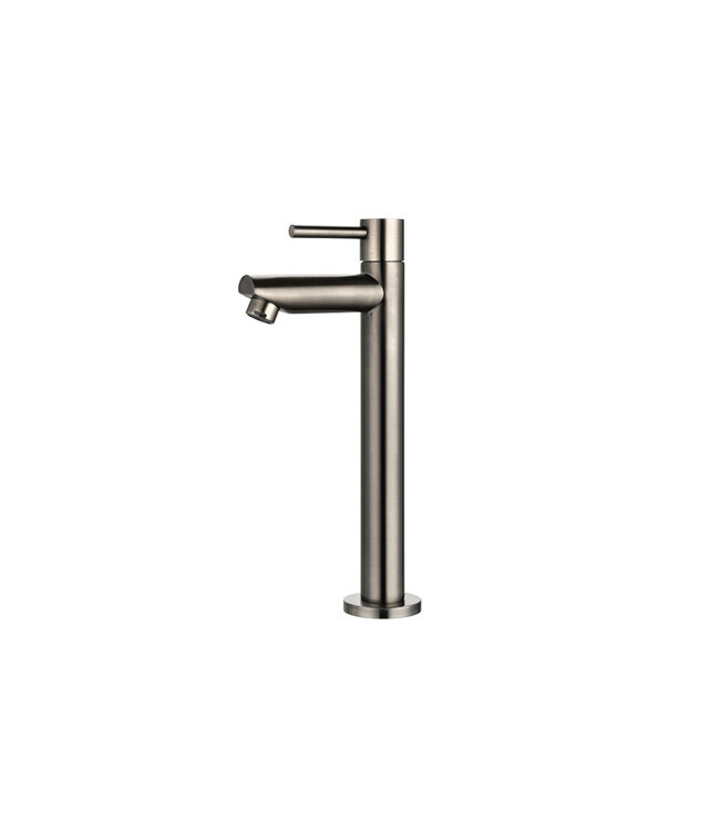 PARRO Mini Toilet Fonteinset Largo Gun Metal met Handdoekhouder natuursteen waskom Sifon kraan en waste 40x22x8cm