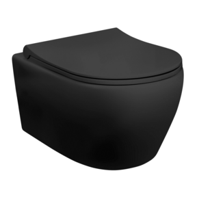 Creavit Aloni Randloos Hangtoilet met Bidet Mat Zwart incl. toiletbril Softclose