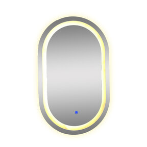 Badkamerspiegel Ovaal Dortmund 50x80cm Led-verlichting 3 kleuren Touch bediening incl. spiegelverwarming