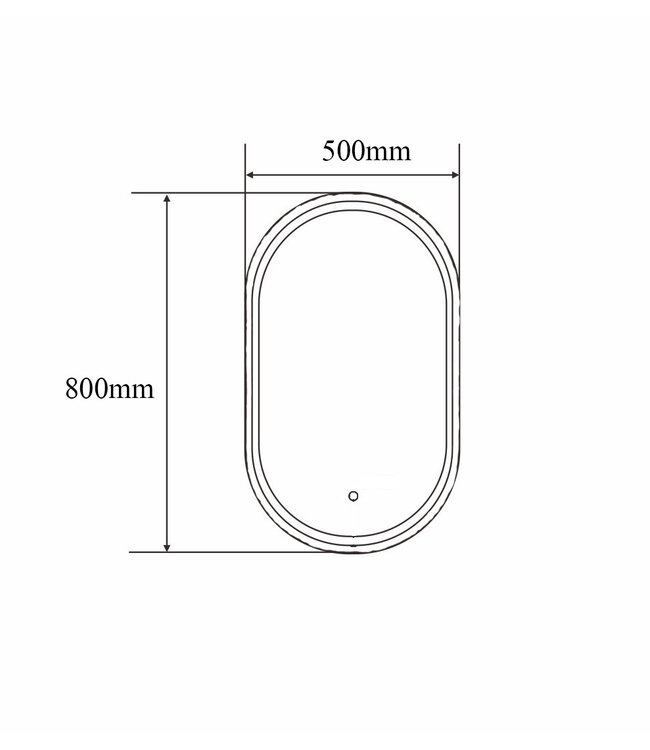 Badkamerspiegel Ovaal Dortmund Zwart 50x80cm Led-verlichting 3 kleuren Touch bediening incl. verwarming