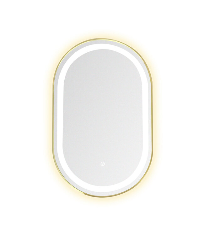 Badkamerspiegel Ovaal Dortmund Zwart 50x80cm Led-verlichting 3 kleuren Touch bediening incl. verwarming