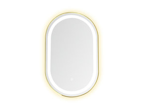 Badkamerspiegel Ovaal Dortmund Goud 50x80cm Led-verlichting 3 kleuren Touch bediening incl. verwarming