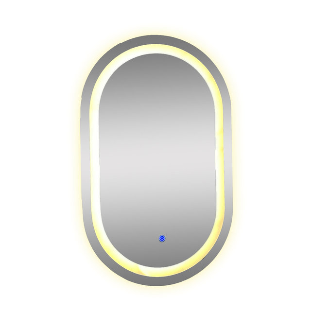 Badkamerspiegel Ovaal Dortmund Goud 50x80cm Led-verlichting 3 kleuren Touch bediening incl. verwarming