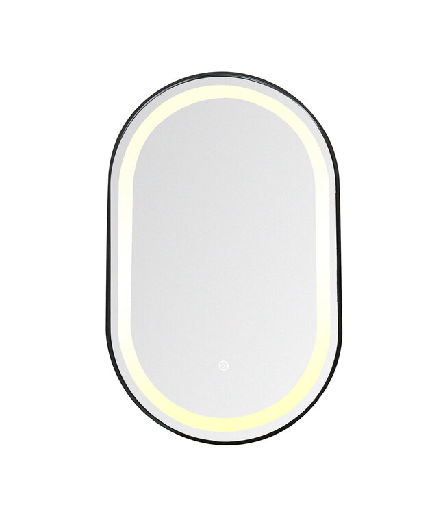 FABRIECIO Badkamerspiegel Ovaal Dortmund Goud 50x80cm Led-verlichting 3 kleuren Touch bediening incl. verwarming