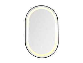 Badkamerspiegel Ovaal Dortmund Zwart 50x100cm Led-verlichting 3 kleuren Touch bediening incl. verwarming