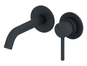 Wastafelkraan inbouw Largo Mat Zwart 20cm uitloop Messing