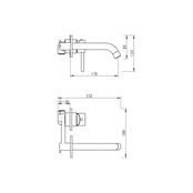 Wastafelkraan inbouw Largo RVS 304 20cm uitloop Messing Wastafelkraan inbouw Largo RVS 304 20cm uitloop Messing