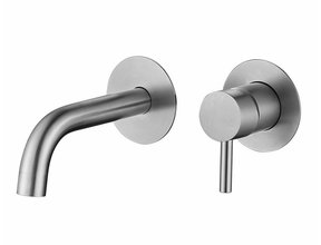 Wastafelkraan inbouw Largo RVS 304 20cm uitloop Messing