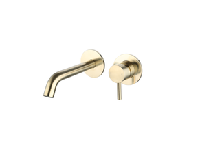 Wastafelkraan inbouw Largo Geborsteld Goud 20cm uitloop Messing
