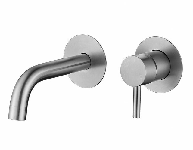 Wastafelkraan inbouw Largo Geborsteld Goud 20cm uitloop Messing