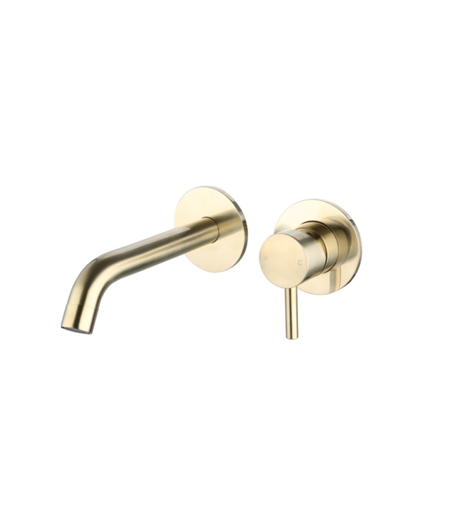 Wastafelkraan inbouw Largo Geborsteld Brons 20cm uitloop Messing