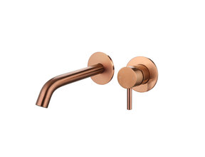 Wastafelkraan inbouw Largo Geborsteld Brons 20cm uitloop Messing