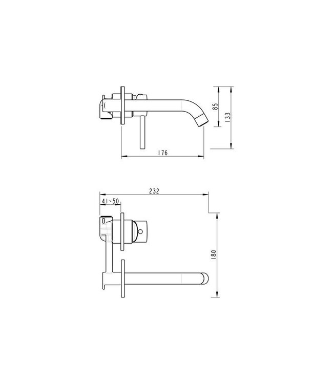 Wastafelkraan inbouw Largo Geborsteld Brons 20cm uitloop Messing