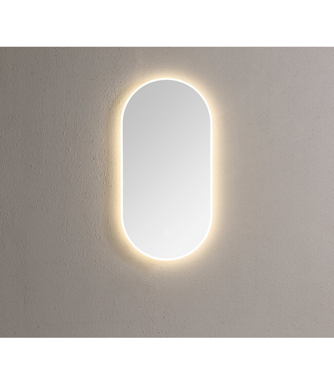 Badkamerspiegel Ovaal Lana Zwart 90x45x3cm Anti-condens LED-verlichting 3-kleuren dimbaar touch sensor