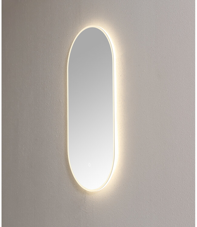 Badkamerspiegel Ovaal Lana Zwart 90x45x3cm Anti-condens LED-verlichting 3-kleuren dimbaar touch sensor