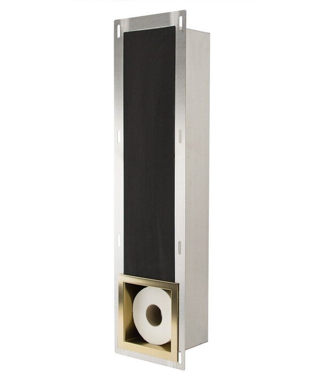 Inbouw Reserve toiletrolhouder Gun Metal - RVS 66x14x12 cm