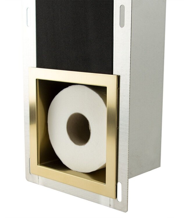 SANI-SUPPLY Inbouw Reserve toiletrolhouder Brons Geborsteld - RVS 66x14x12 cm