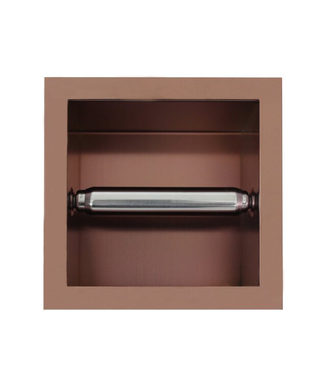 SANI-SUPPLY Inbouw Toiletrolhouder Gunmetal 13,5x13x9 cm zonder klep RVS