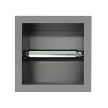 Inbouw Toiletrolhouder Gunmetal 13,5x13x9 cm zonder klep RVS