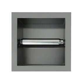 Inbouw Toiletrolhouder Gunmetal 13,5x13x9 cm zonder klep RVS