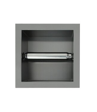 SANI-SUPPLY Inbouw Toiletrolhouder Gunmetal 13,5x13x9 cm zonder klep RVS