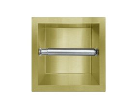Inbouw Toiletrolhouder Goud geborsteld 13,5x13x9 cm zonder klep RVS