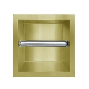 Inbouw Toiletrolhouder Goud geborsteld 13,5x13x9 cm zonder klep RVS
