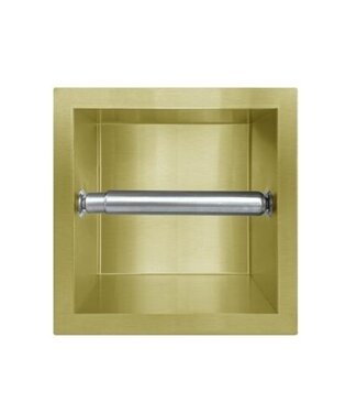 SANI-SUPPLY Inbouw Toiletrolhouder Goud geborsteld 13,5x13x9 cm zonder klep RVS